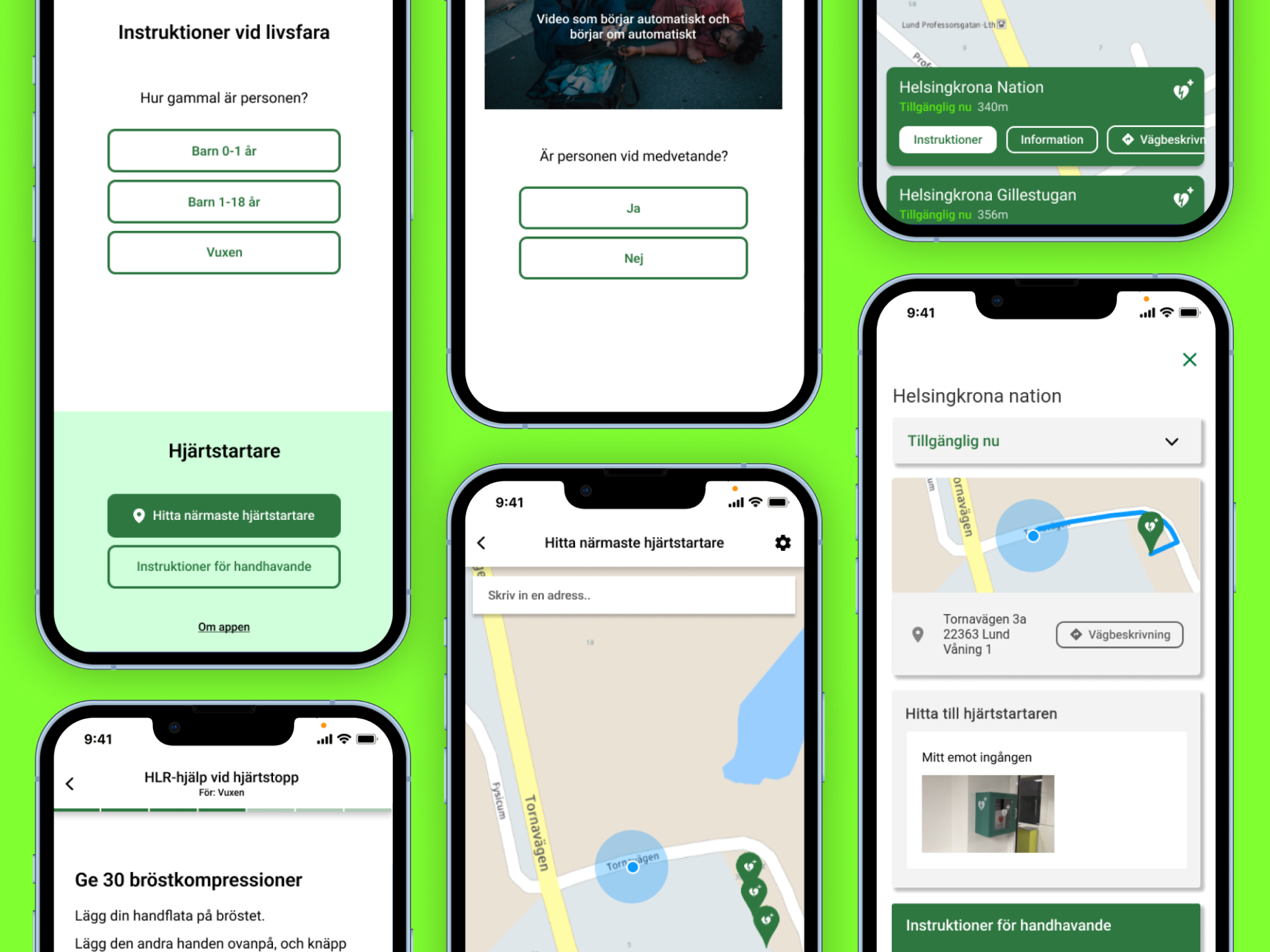 Rädda Hjärtat concept: Improving UX for CPR and first-aid app